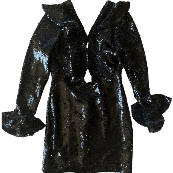 PatBO Black Sequin Keyhole Cutout Mini Dress - Picture 8 of 13
